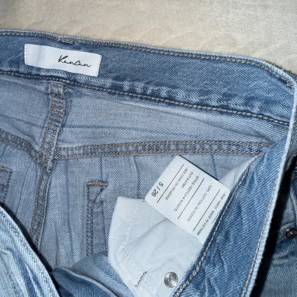 Kancan LIGHT DENIM PIN STRIPE MULTI BUTTON WIDE LEG JEANS - Picture 4 of 5